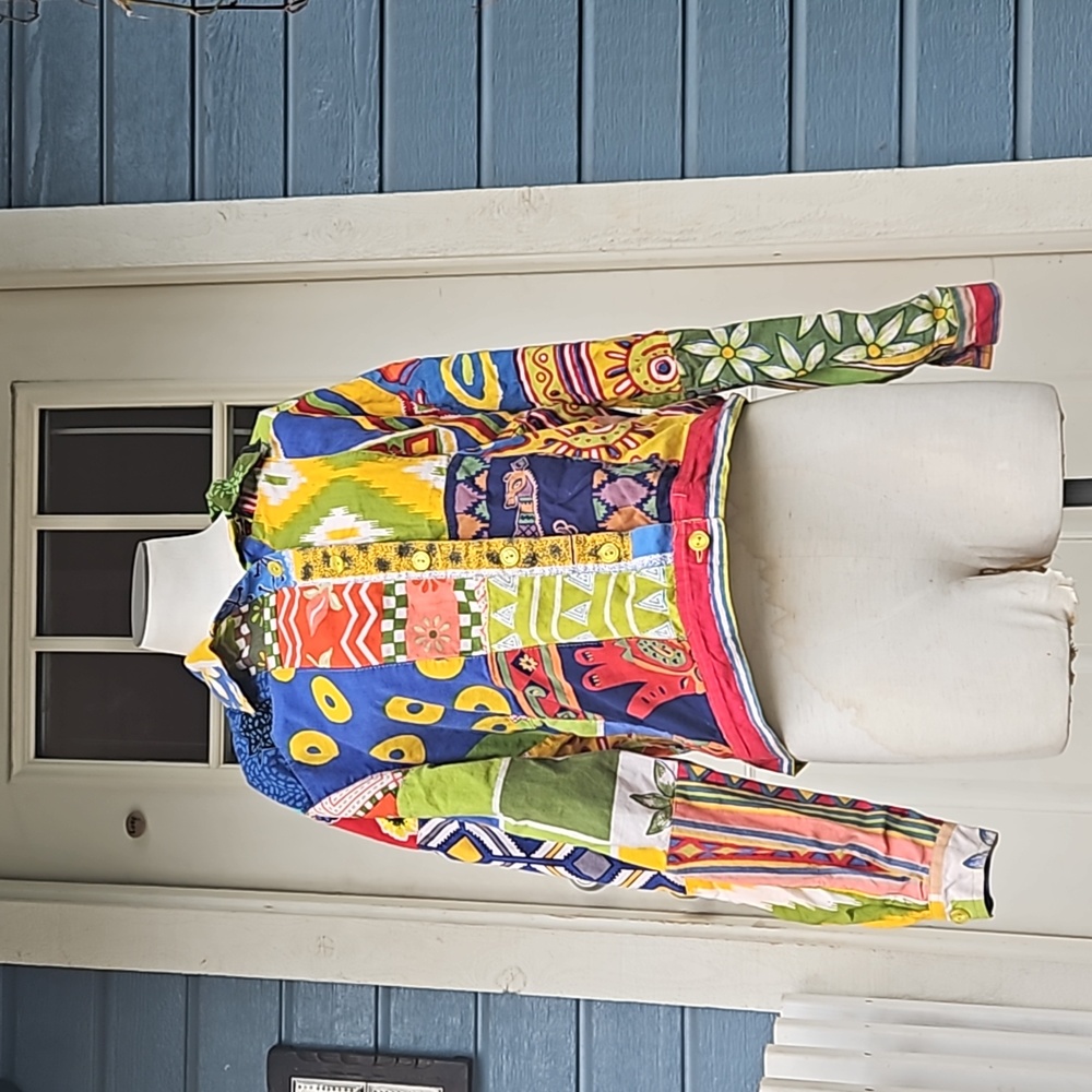1990s cotton colorful shirt jacket